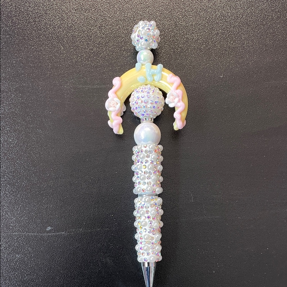 Iridescent Beaded Pen w Crescent design